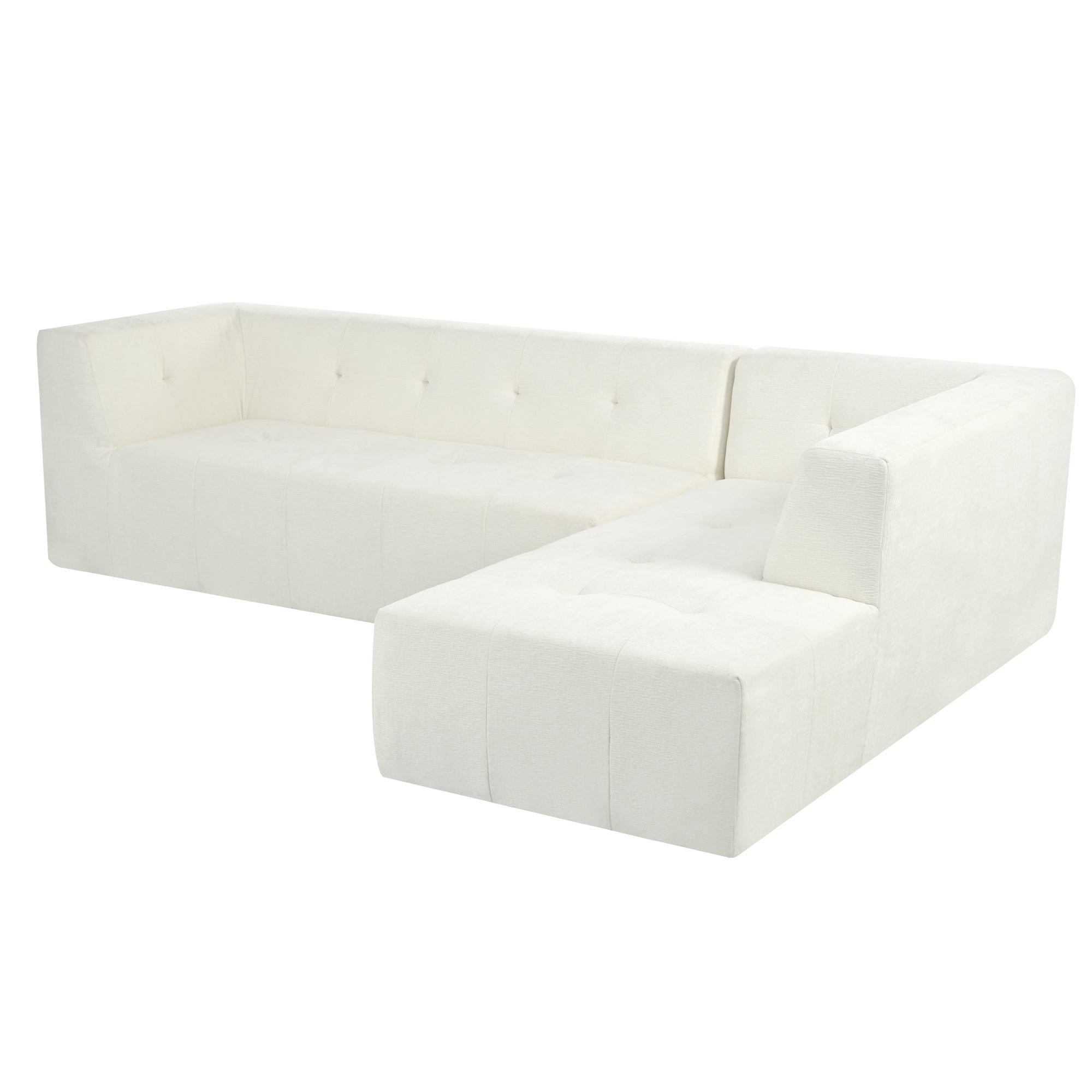 Mombasa 3-Seat Chenille Sofa in Beige