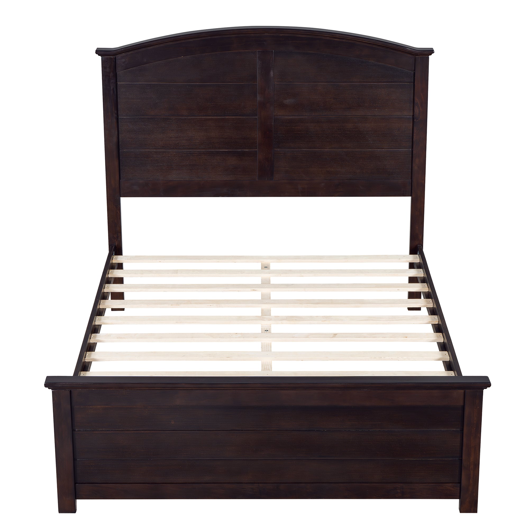 Farmhouse-Style Full Size Pine Wood Bed in Espresso