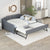 Full Size Upholstery Daybed with Trundle and USB Charging Design Trundle Flat or Erected In Gray