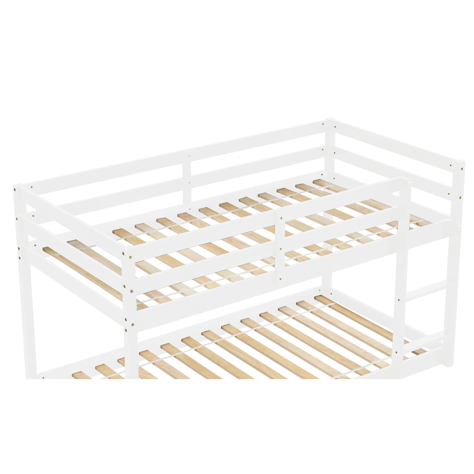 White Twin Over Twin Floor Bunk Bed