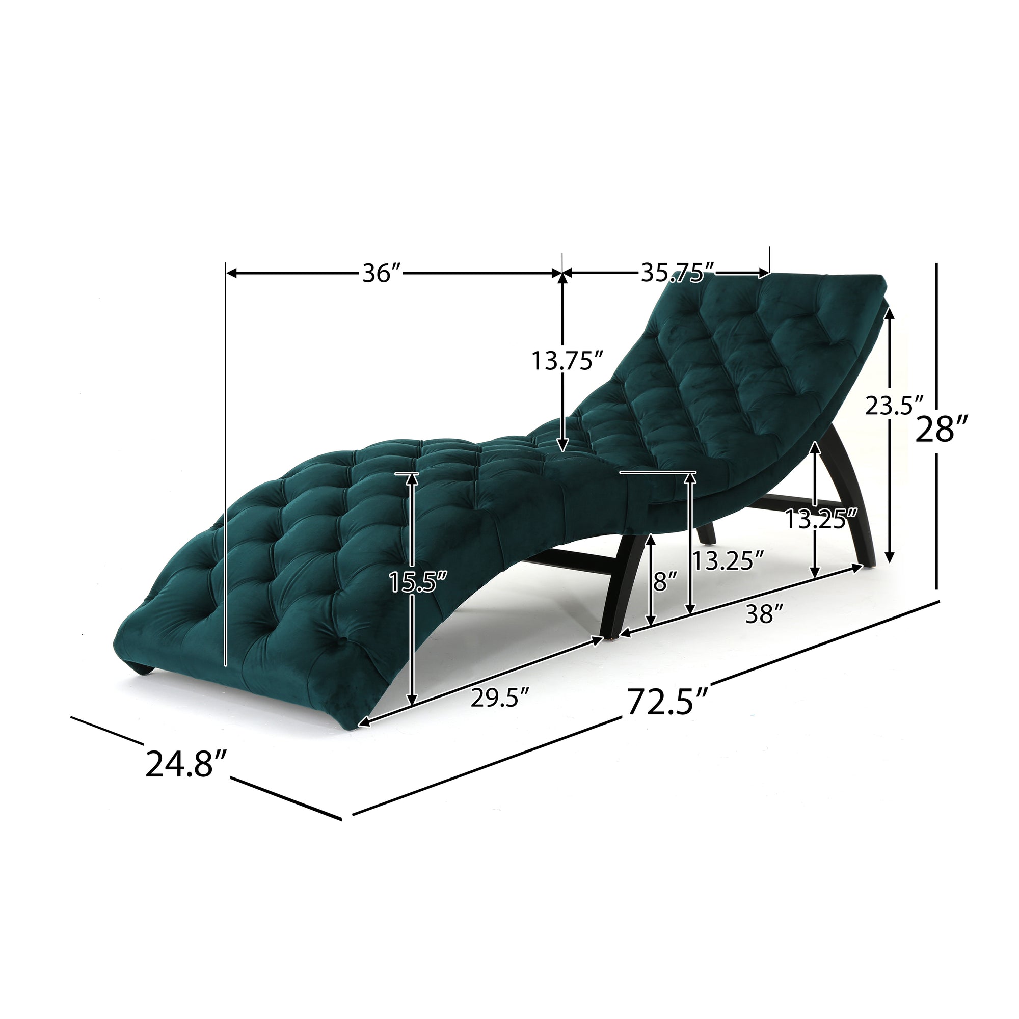 Teal Velvet Tufted Chaise Lounge