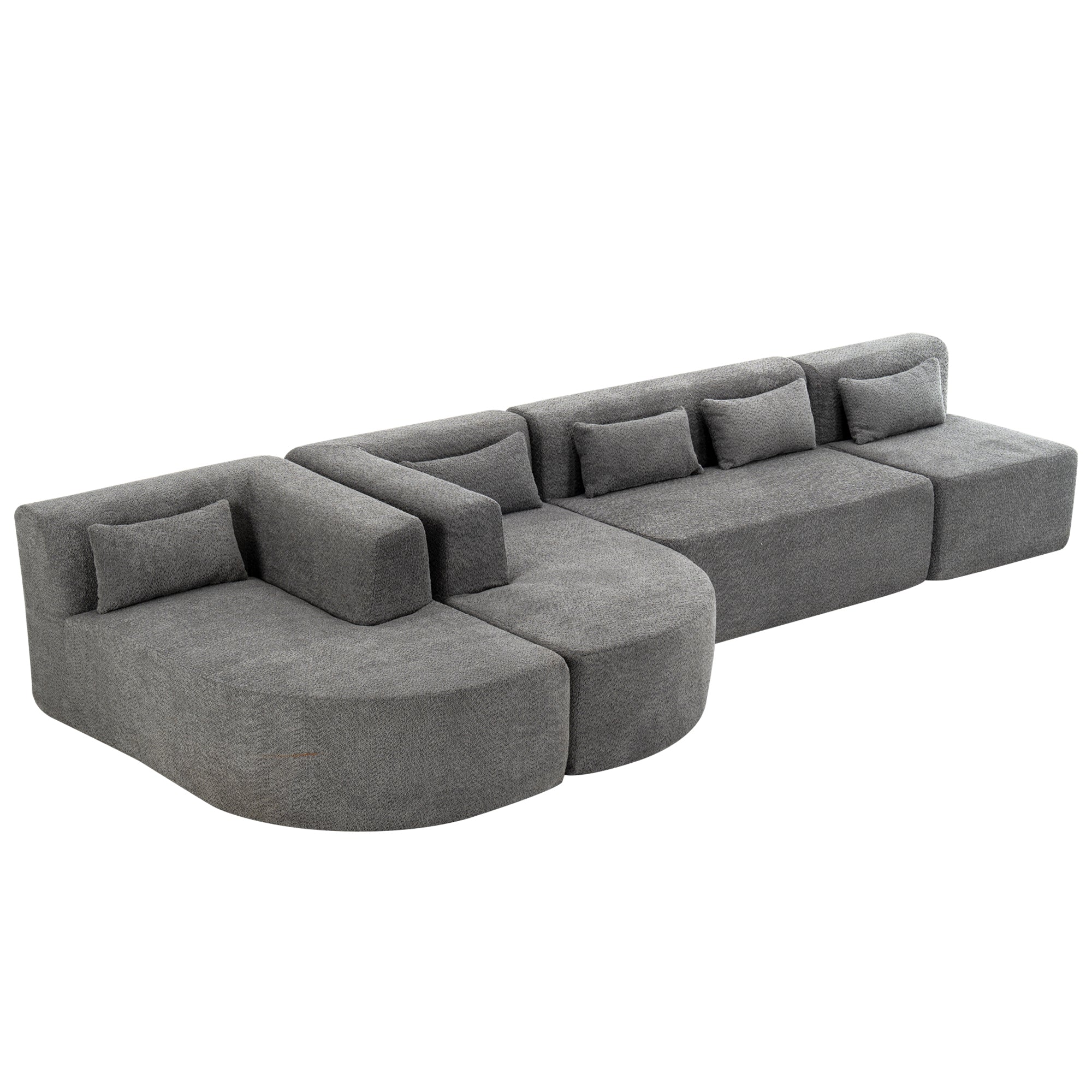 Copenhagen Modular Bouclé L-Shape Sofa in Light Gray