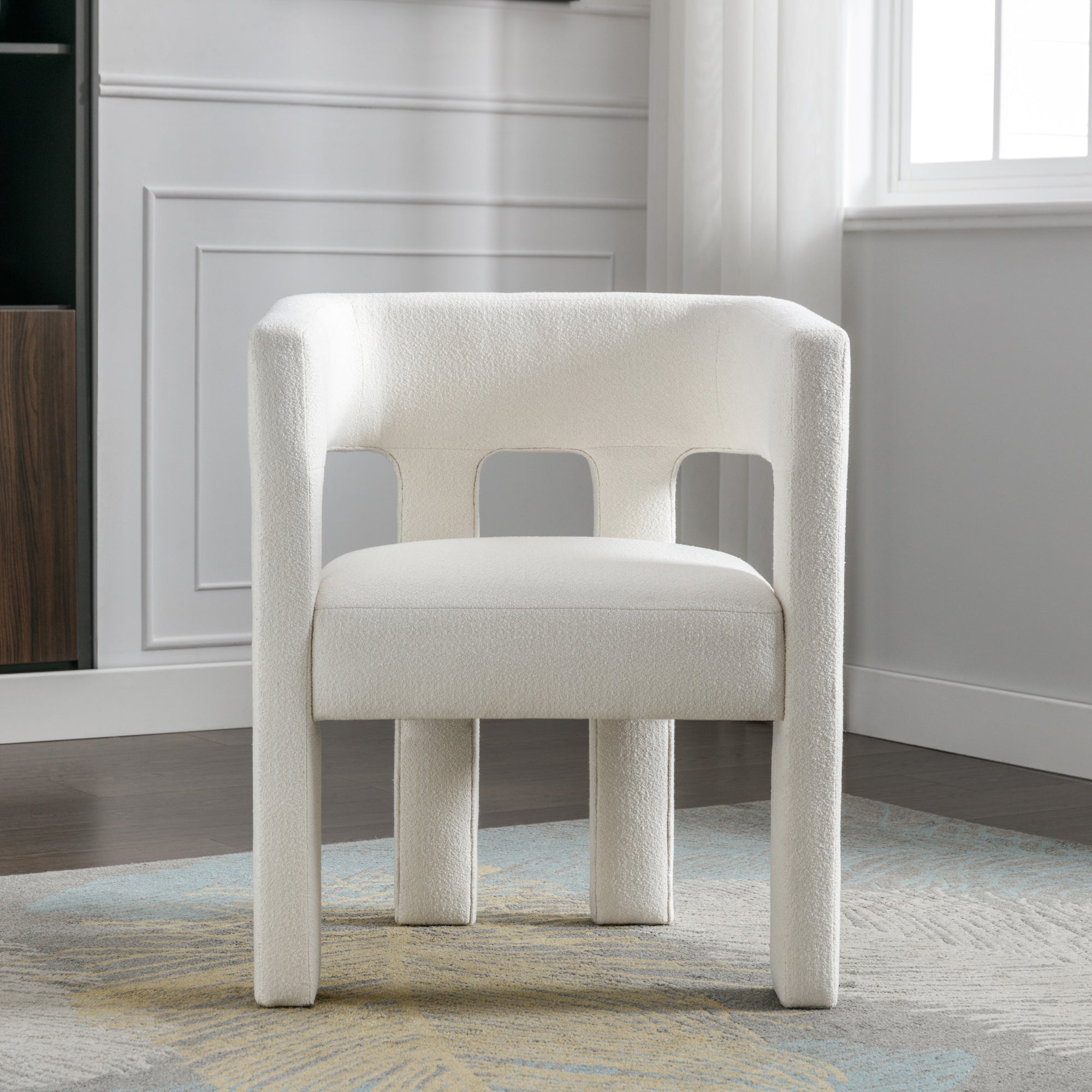 Contemporary Beige Fabric Upholstered Accent Chair