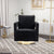 Open Back Black Chenille Swivel Accent Chair With Gold Stainless Steel Base