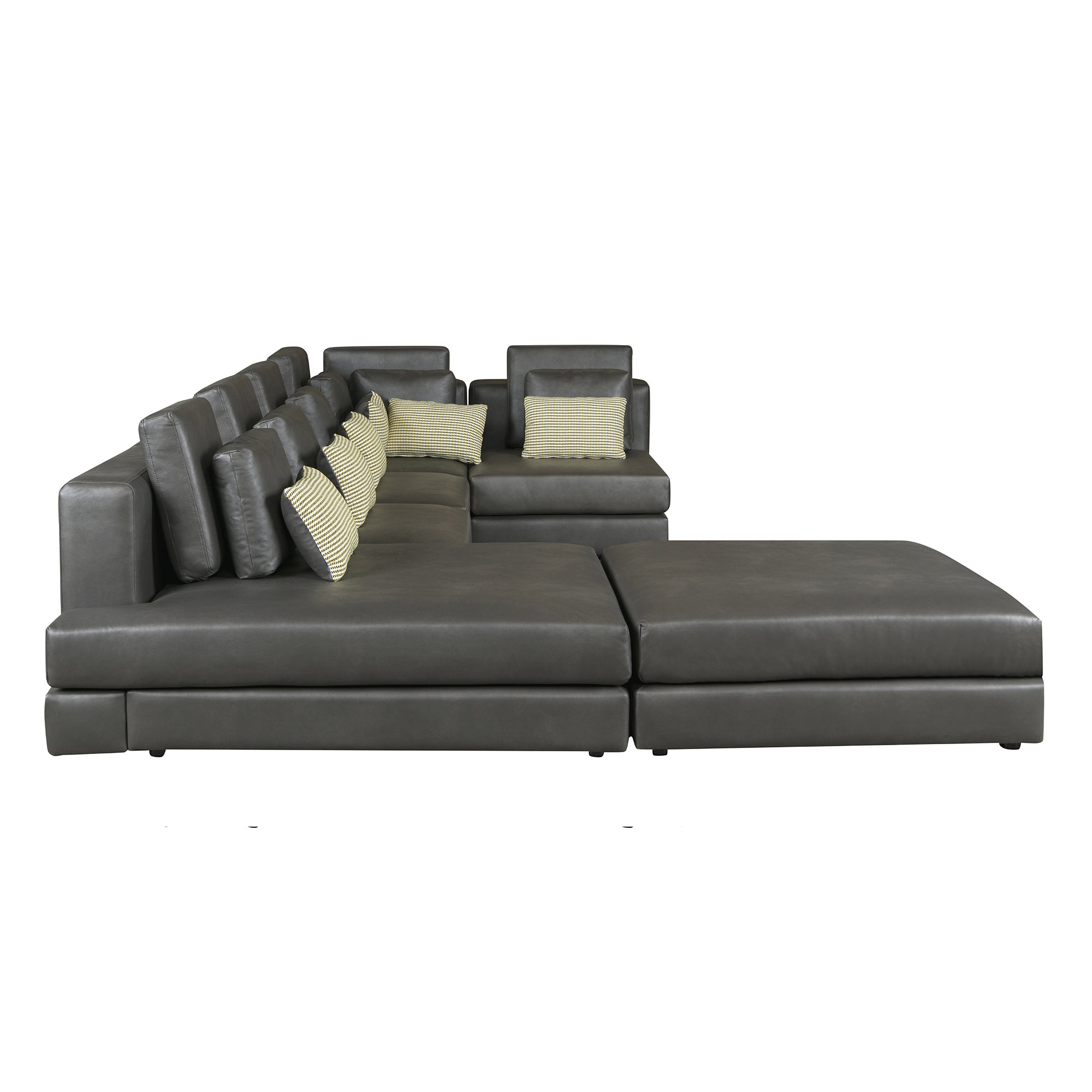 Casablanca Modular Sectional Sofa with Movable Ottoman in Black Palomino