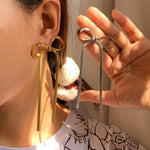 Load image into Gallery viewer, Long Bow Tassel Earrings Ribbon Earrings
