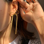 Load image into Gallery viewer, Long Bow Tassel Earrings Ribbon Earrings
