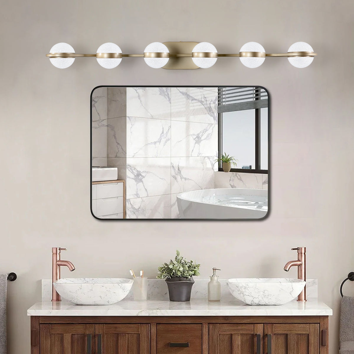 Aestin&#39;s Sleek and Elegant Brushed Gold 6-Light LED Vanity Light