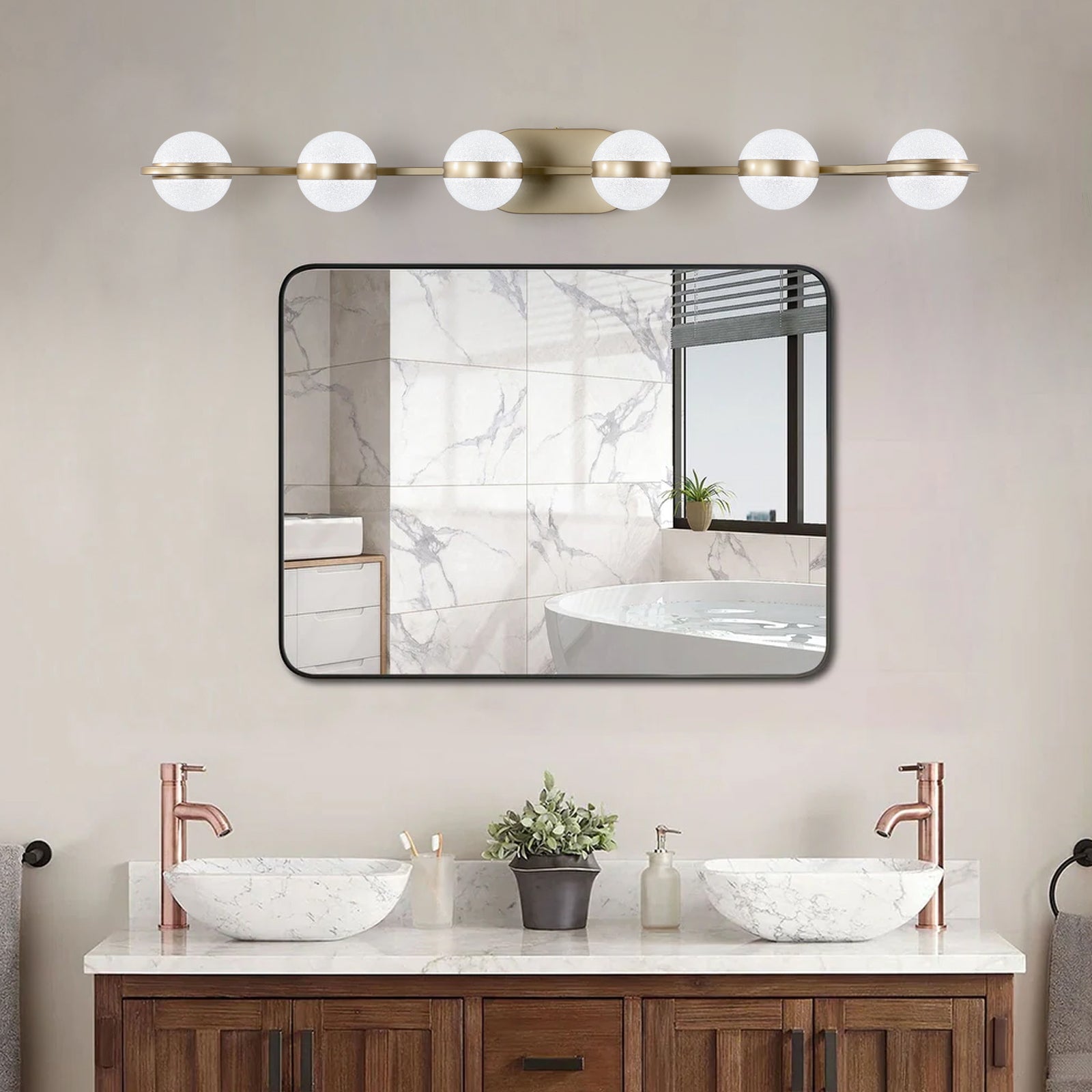 Aestin's Sleek Golden 6-Light Modern Vanity Light