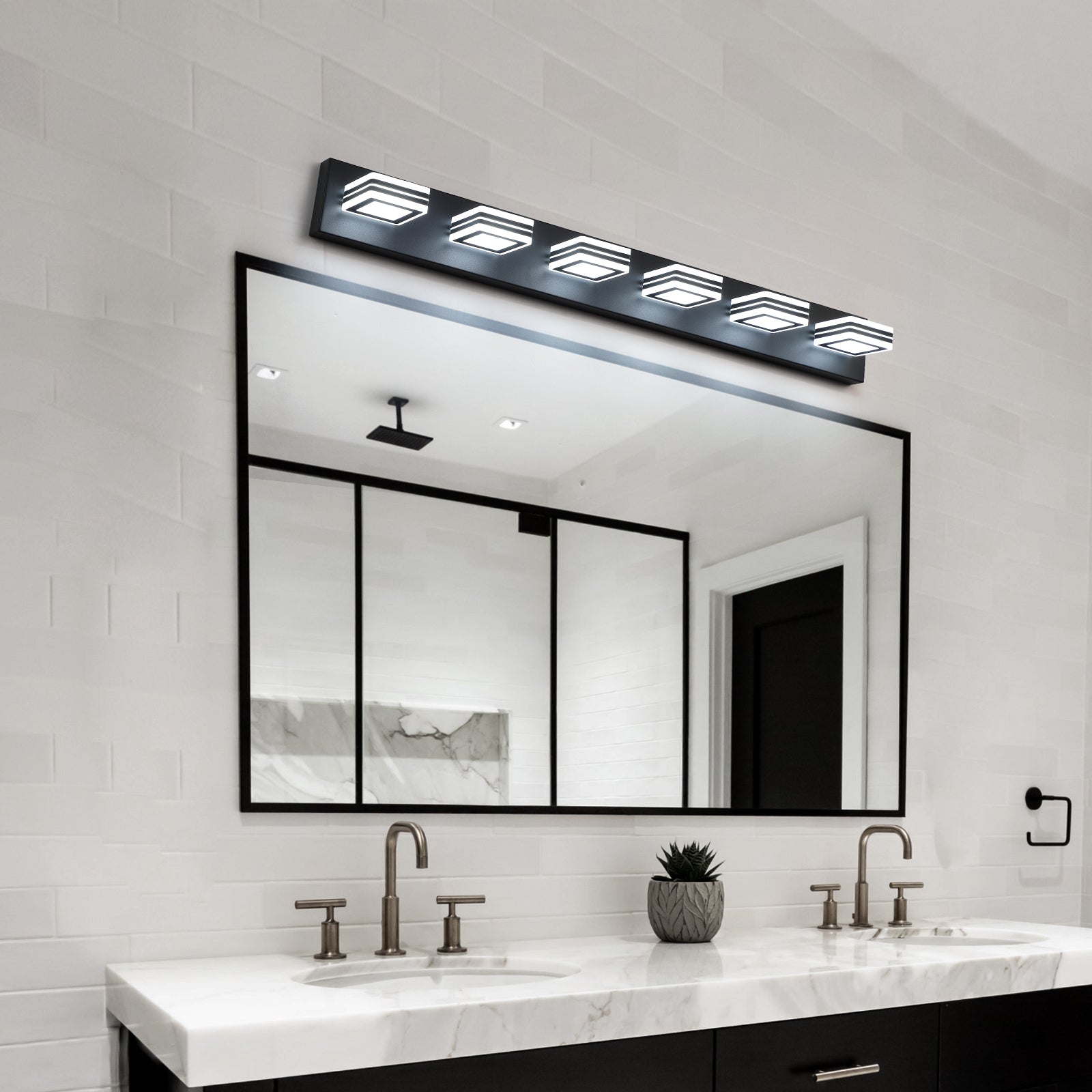 Aestin's 6-Light LED Modern Black Vanity Lighting