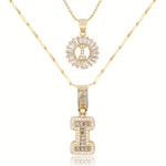 Load image into Gallery viewer, 2pc 14k Diamond Letter Initial Necklaces
