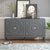 Retro Sideboard with Circular Groove Design and Round Metal Handle for Dining Room and Living Room In Gray