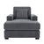 Blue-Gray Chenille Oversized Chaise Lounger with Built-in Charge Station & Cup Holders