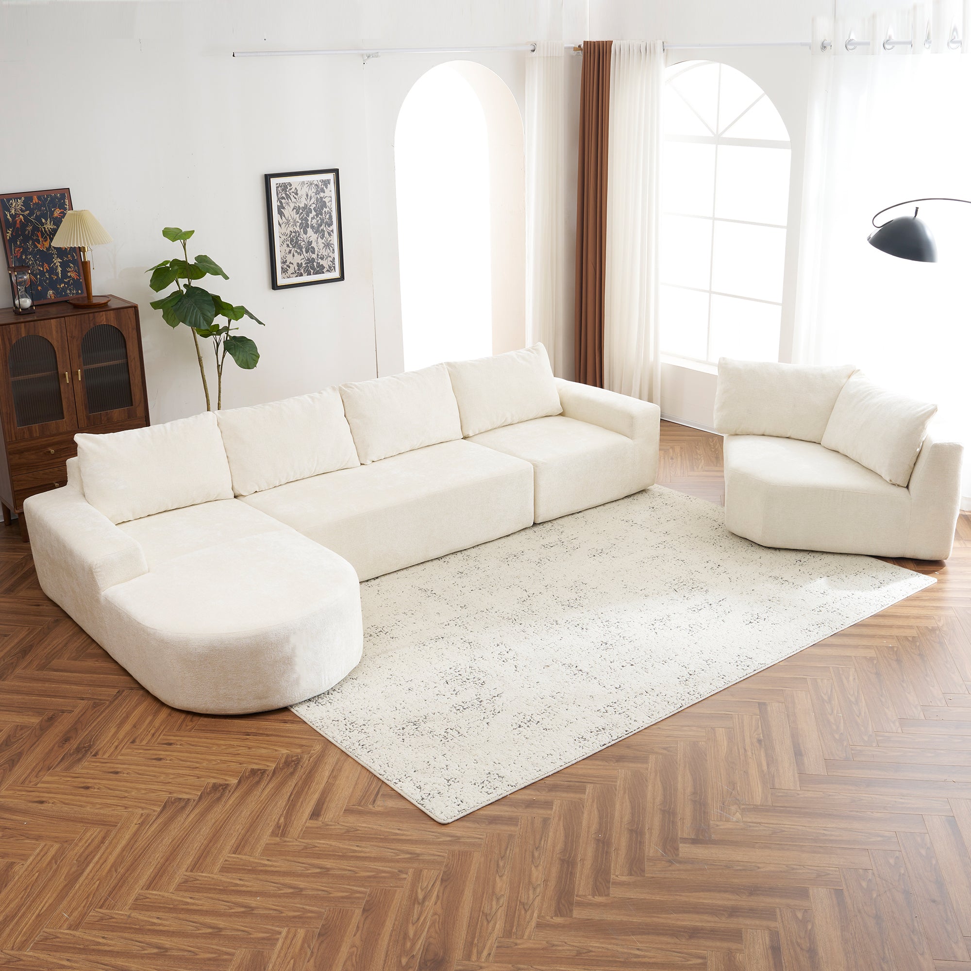 Amalfi Modular Chenille Sectional Sofa in Beige