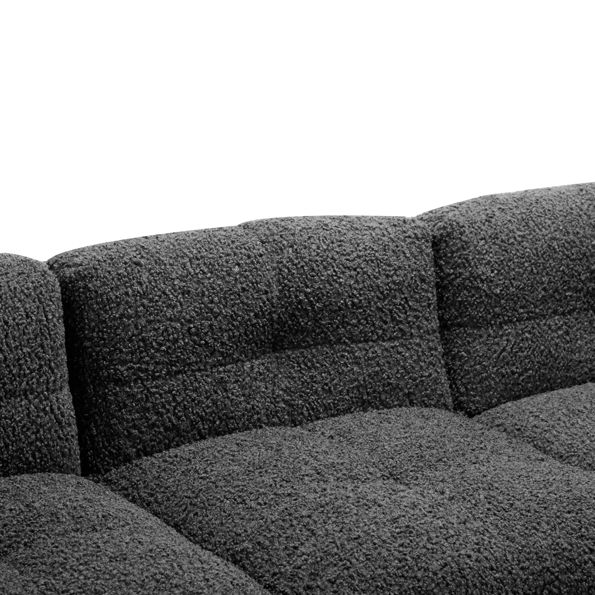 Gray Teddy Fleece Sectional Sofa with Multi-Functional Storage Ottoman