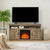 Farmhouse TV Media Stand With Fireplace Insert For TVs Up To 65 Inches In Gray Wash