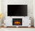 Modern Farmhouse TV Media Stand with 23 Inch Fireplace Insert for TVs Up to 70 Inches with Open Shelves and Closed Cabinets In White