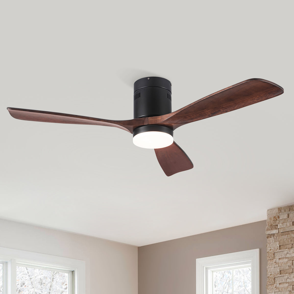 52&quot; Modern Sleek Antique Black Ceiling Fan with Light