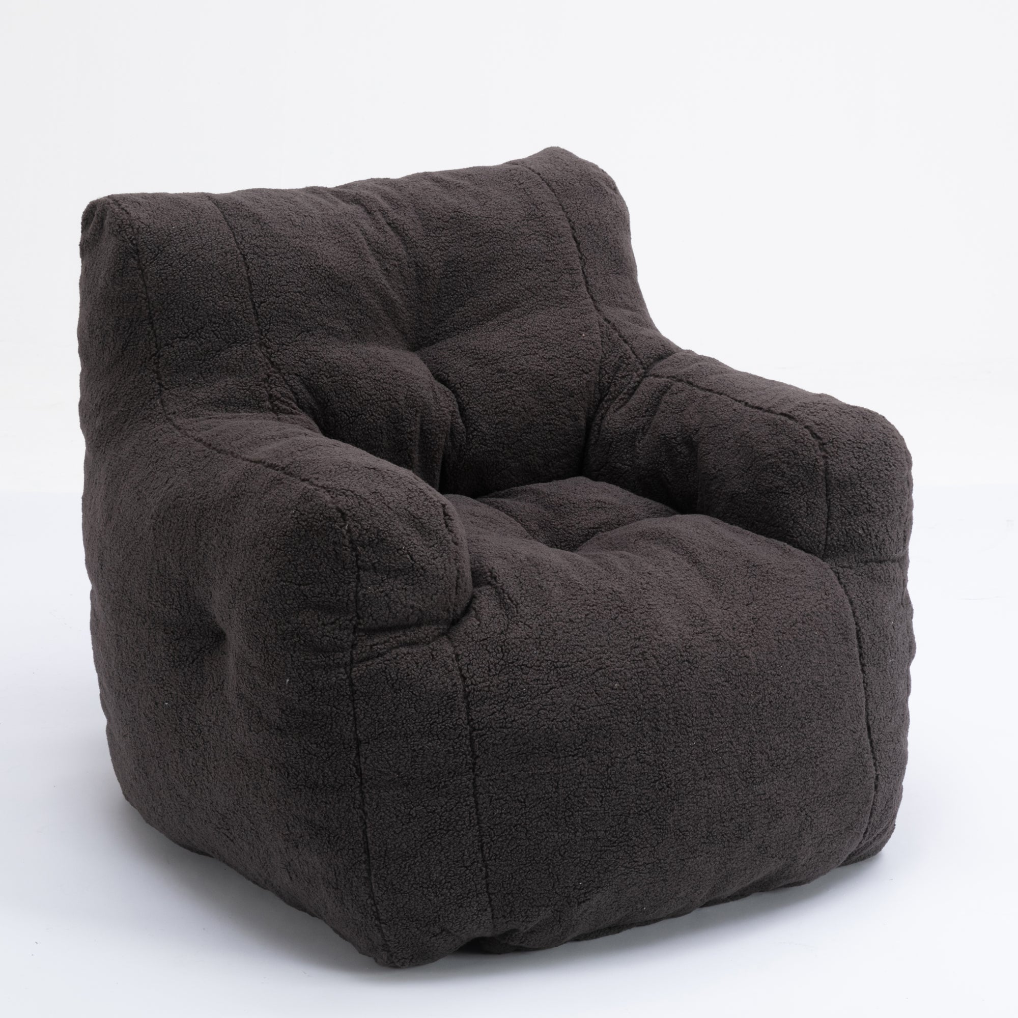 Soft Teddy Tufted Bean Bag Chair in Dark Gray