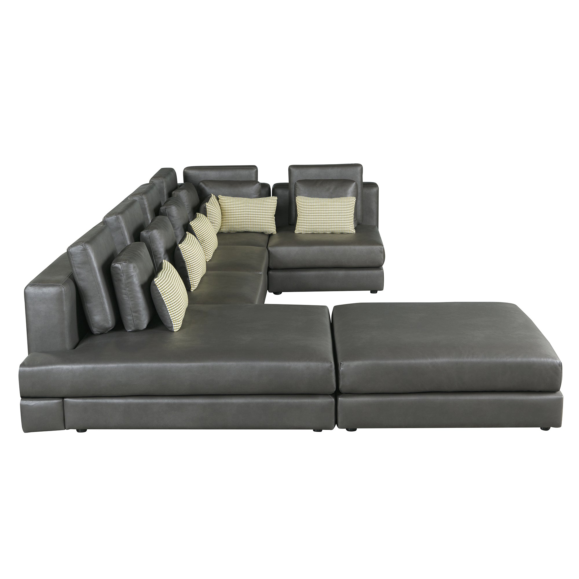 Casablanca Modular Sectional Sofa with Movable Ottoman in Black Palomino