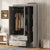 3-Door Mirror Wardrobe with Shelves for Organized Storage In Gray