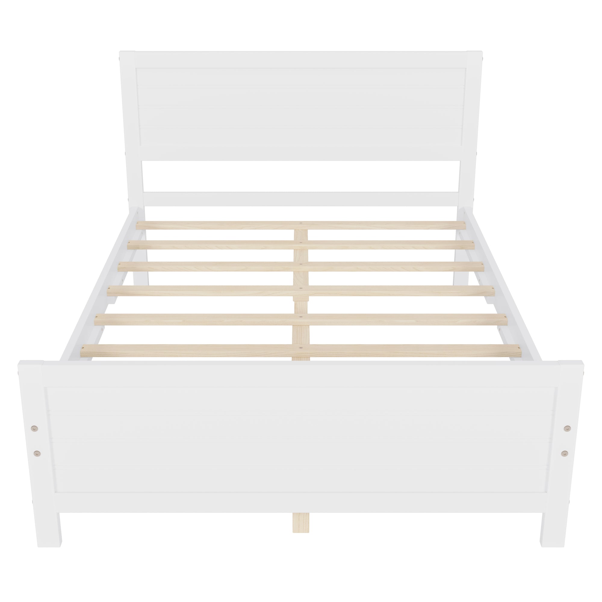 Full-Size Solid Wood Platform Bed Frame in White