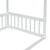 Twin Size White Canopy Frame Floor Bed with Fence and Guardrails