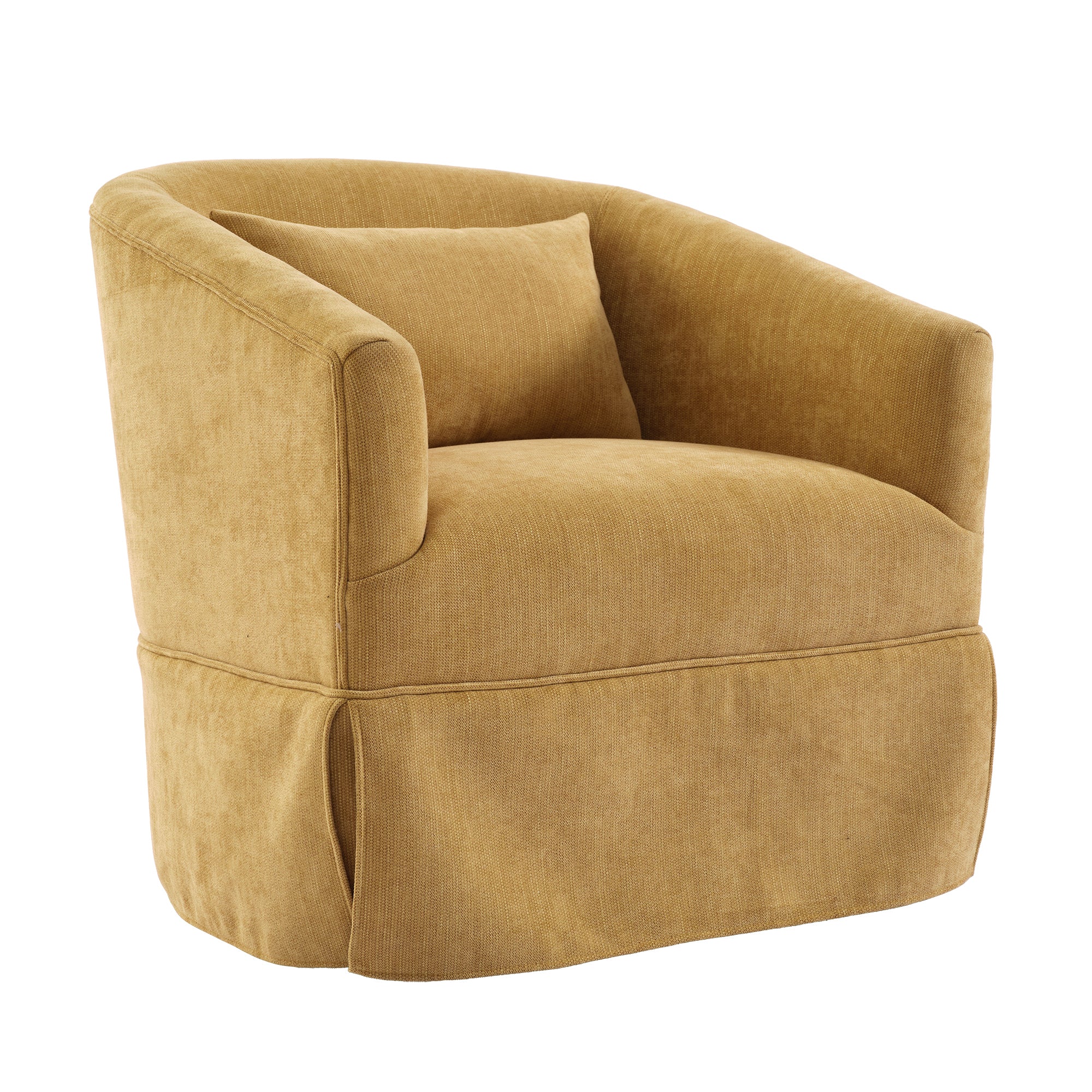 Mustard Yellow Upholstered Swivel Accent Armchair