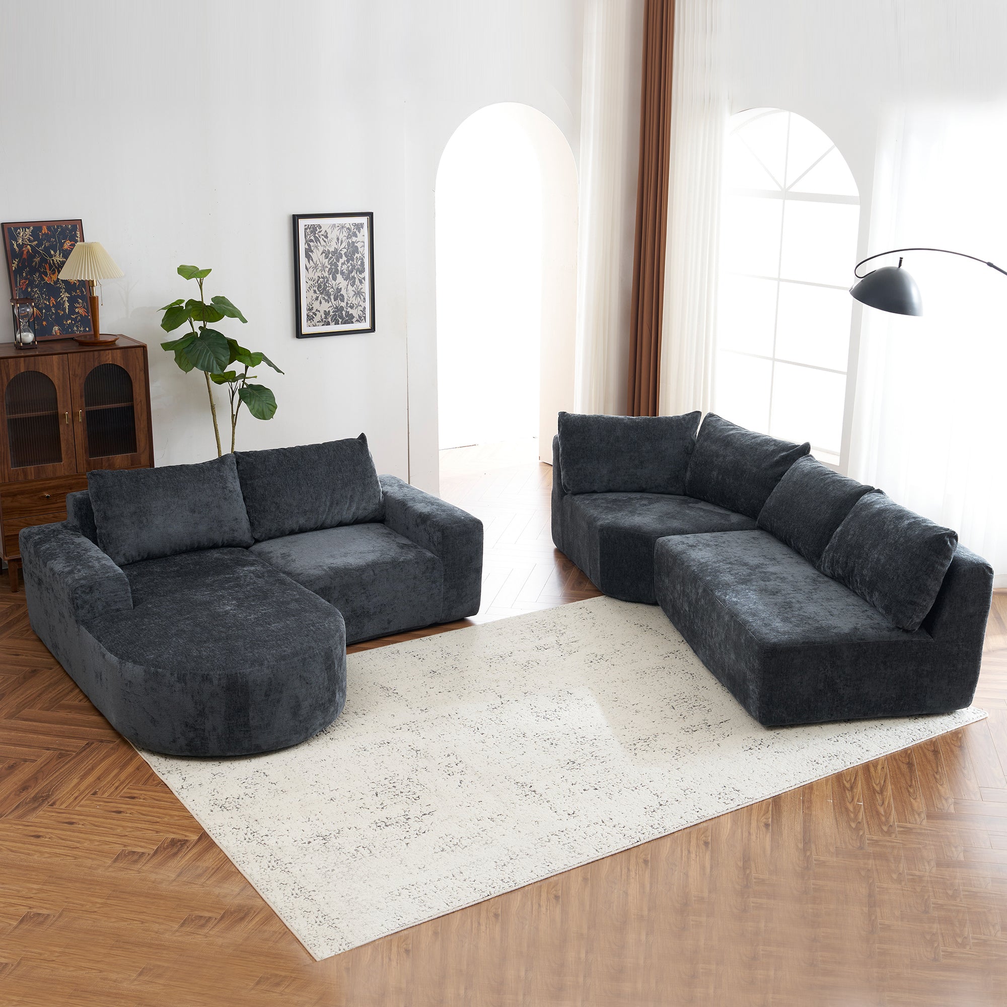 Amalfi Modular Chenille Sectional Sofa in Gray