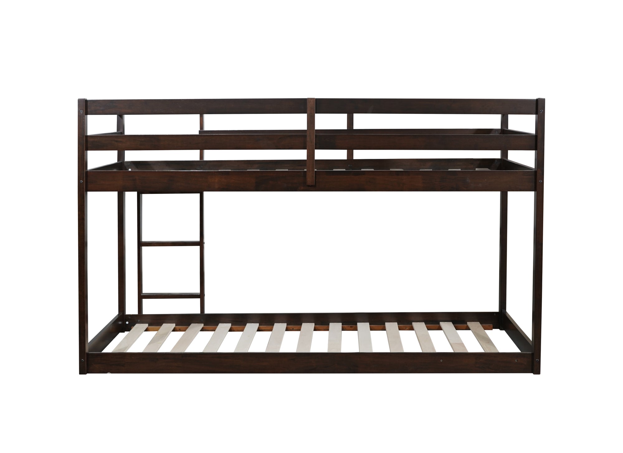 Twin Over Twin Loft Bed with Ladder in Espresso Brown