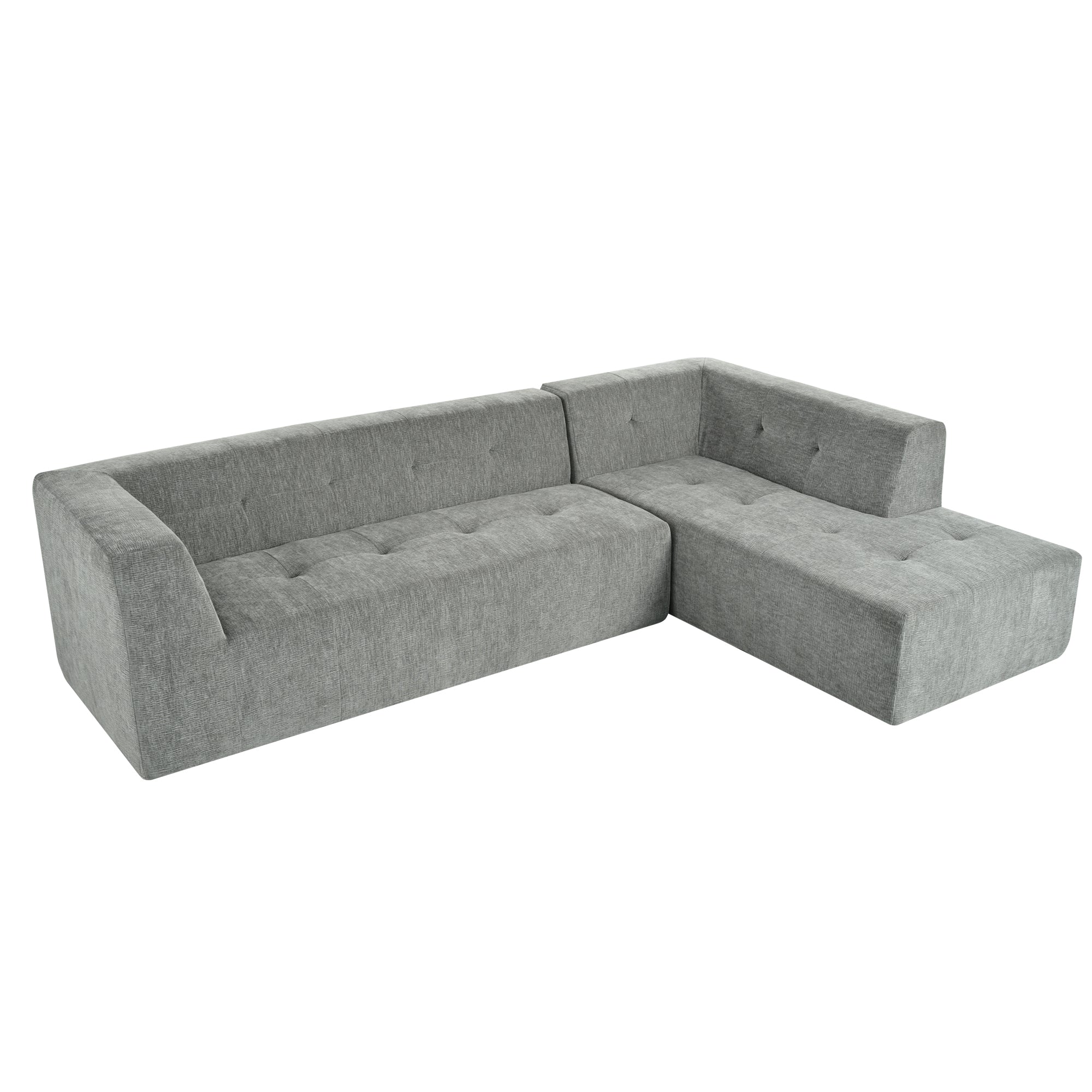 Mombasa 3-Seat Chenille Sofa in Light Gray