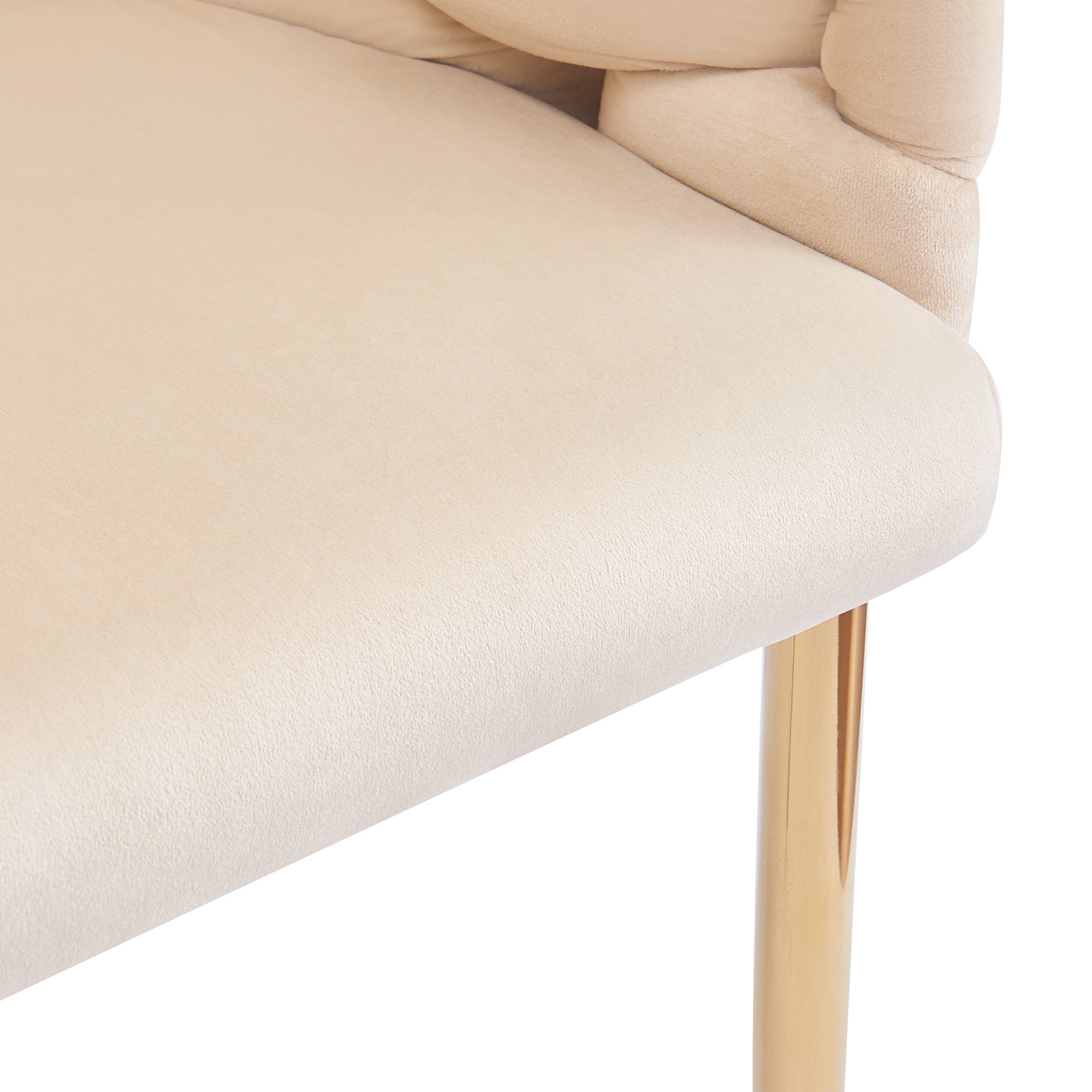 Luxury Beige Velvet Accent Chair with Gold Legs