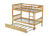 Twin Over Twin Rubberwood Bunk Bed with Trundle, Convertible Design in Natural Tones