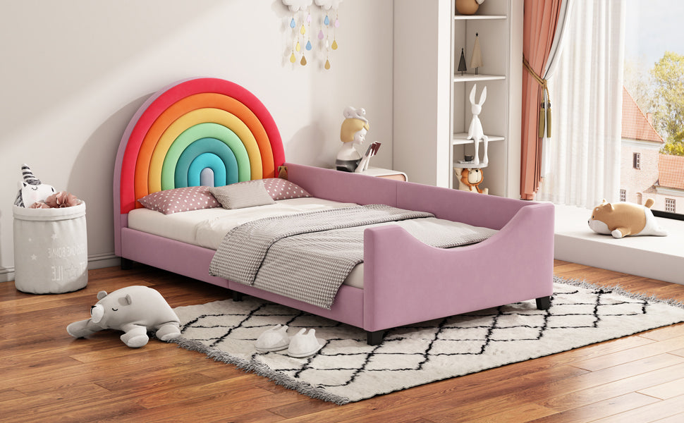 Twin Rainbow Velvet Enclosed Bed