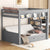 Wood Full Size Convertible Bunk Bed with Storage Staircase and 3 Drawers In Gray