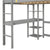 Gray Full Loft Bed with Desk, Ladder, and Shelves