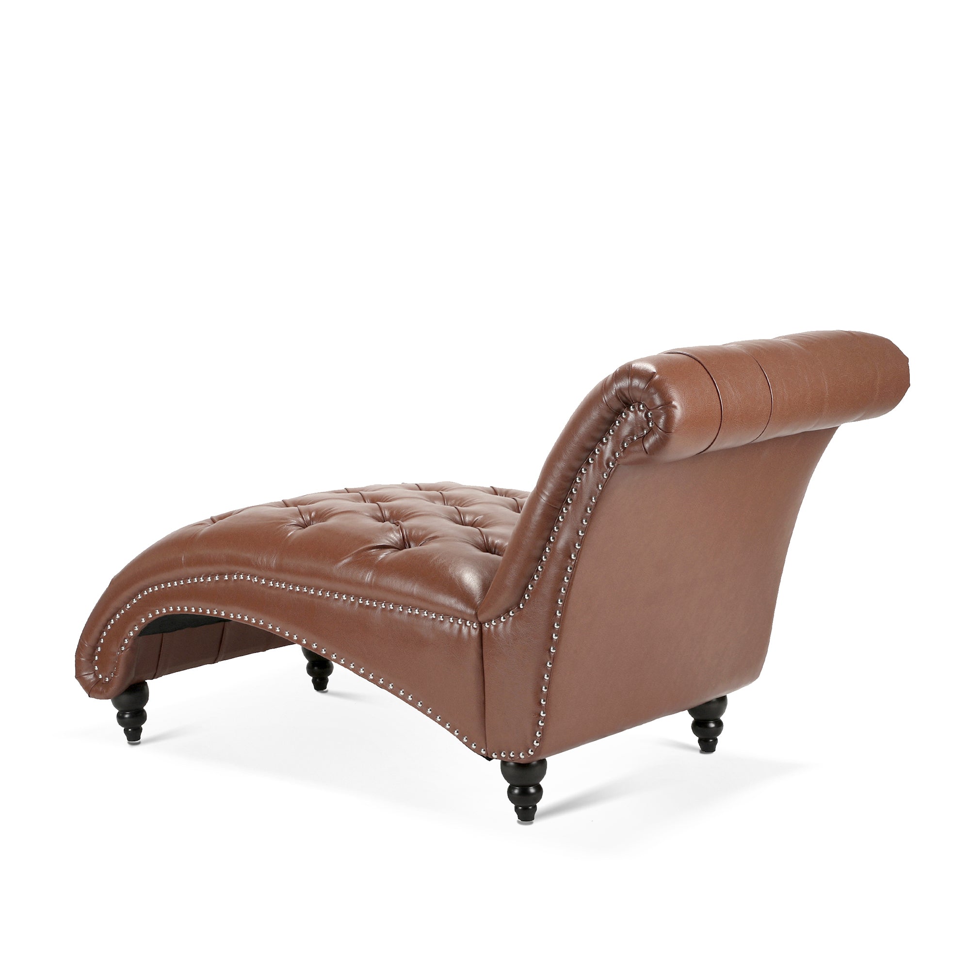 Brown Faux Tufted Armless Chaise Lounge