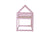 Twin Over Twin Pink House-Shaped Floor Bunk Bed with Ladder and Guardrails