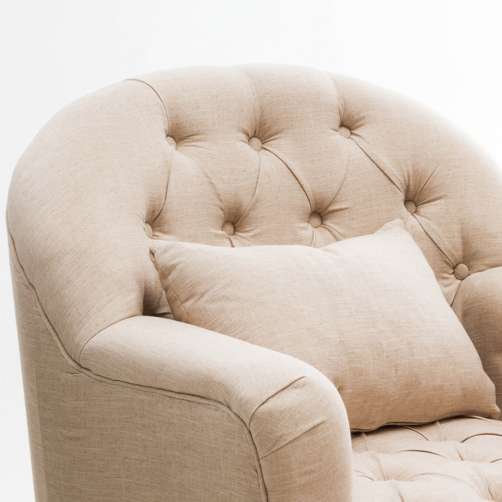 Anatasia Beige Tufted Fabric Armchair