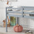 Gray Twin Loft Bed with Ladder in Rubber Wood