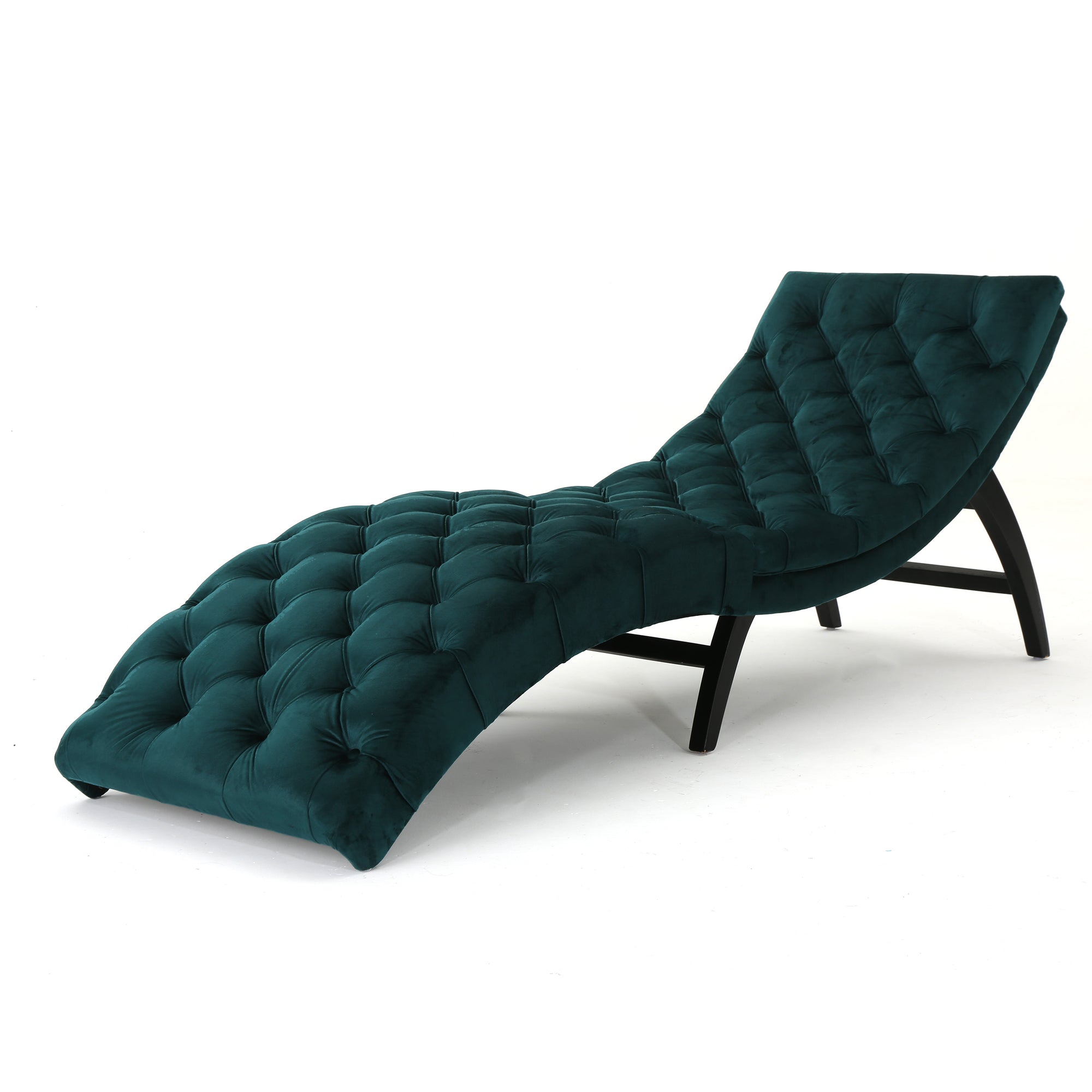 Teal Velvet Tufted Chaise Lounge