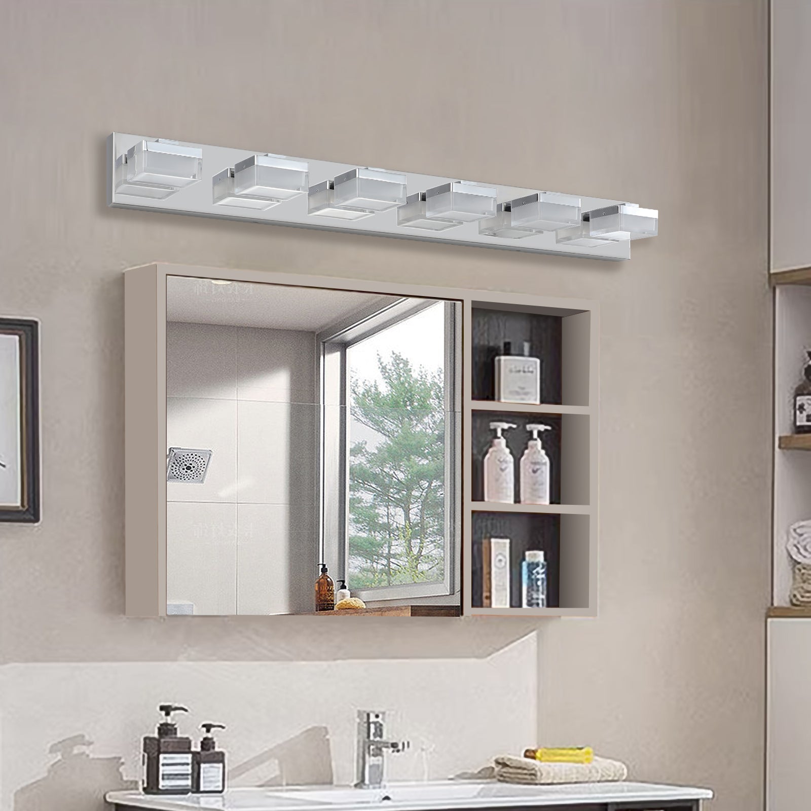 Aestin's Modern 6-Light Chrome LED Vanity Mirror Light Fixture