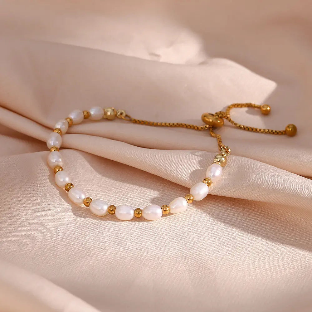 Dainty Pearl Charm Bracelet