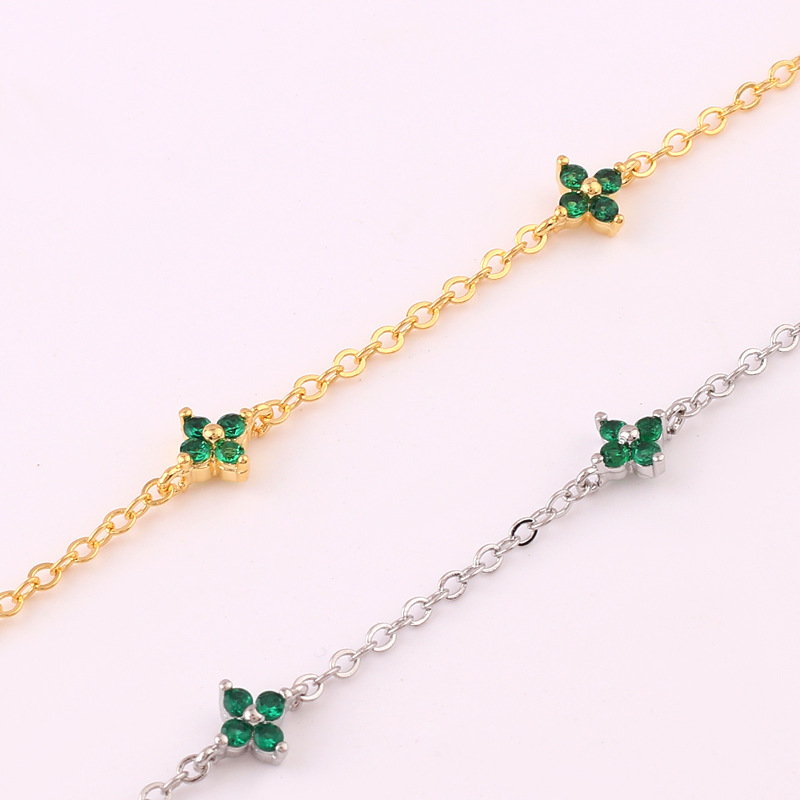 Clover CZ Flower Inlay Necklace
