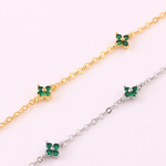 Load image into Gallery viewer, Clover CZ Flower Inlay Necklace
