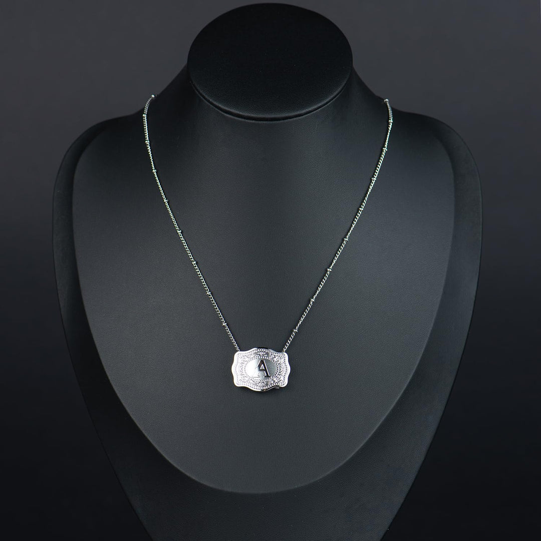 Dainty Belt Buckle Letter Initial Necklaces
