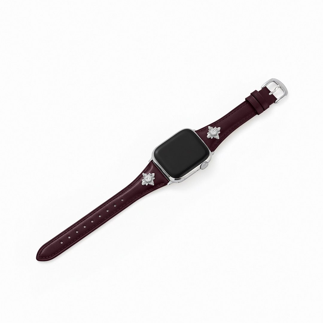 Elegant Leather Floral Apple Watch Bands for Women