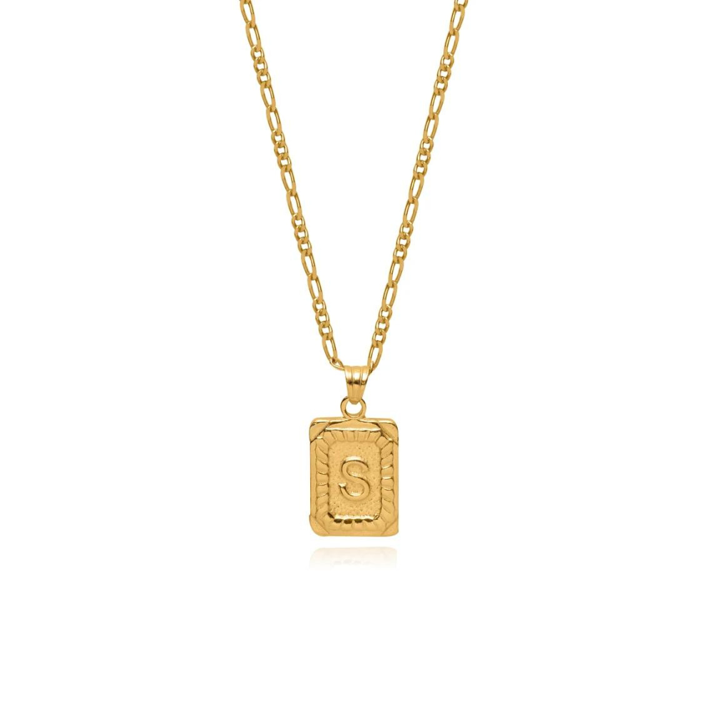 Vintage initial card necklace personalised letter card necklace