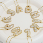 Load image into Gallery viewer, Chunky Bubble Diamond Dazzle Initial Necklaces
