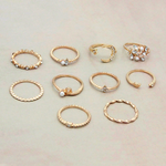 Load image into Gallery viewer, Moon and Star 10 Piece Fashion Ring Set
